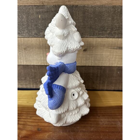 Whimsical Snowman Christmas Tree Handpainted Ceramic Bisque 11” - Picture 5 of 6